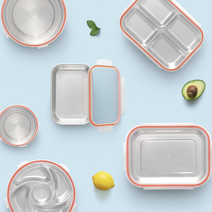 키친아트 아트락 포스코 스텐 밀폐 용기 직사각 원형 밥 반찬 이유식 보관통 밥팩 나눔 찬합통 도시락 유아 식판 택1, 도시락 2호x1개