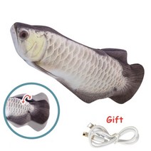 고양이 장난감 뱀 마우스 물고기 놀이움직이는 전기 봉제 모양 박제 베개 물린 fish flop cat wagging cat happy toy, m 25-30cm, e