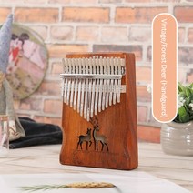 Kalimba 17 Keys 엄지 손가락 피아노 핸드 가드 우드 마호가니 Mbira Body 악기 Piano Creative Music Box, [07] Handguard Deer