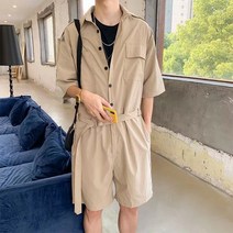 남자 반바지 점프 슈트 남자 긴바지 점프슈트 카고 점프슈트 여름 작업복 바지