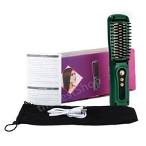 무선고데기 휴대용 미니 음이온 빗 고데기 브러시, 초록