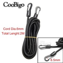 배틀 로프 2pcs 팩 2m 헤비 듀티 탄성 번지 충격 코드 스트랩 스트레치 플라스틱 후크 자동차 수하물 텐트 카약 보트 카누 자전거 타이, dia.6mm 번지 타이