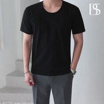남성 유넥 반팔 베이직 이너 스판 데일리 코디 자체제작 빅사이즈