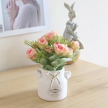 작은정원 장미 조화화분(코랄) 작은정원 장미 조화화분