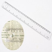 30CM 돋보기 플라스틱 자 INCH 직선 제도 방안자 문구