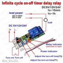 딜레이 릴레이 타이머 모듈 Dc 5 v12 v24 v 트리거 무한 사이클 지연 타이머 릴레이 스위치 끄기 루프 모듈 1s-100s0-15min0-60min0-24h, DC5V 0-15분