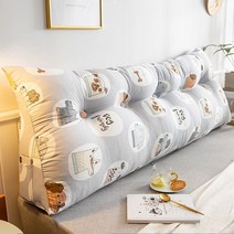 삼각쿠션 침대 빅쿠션 등받이 쿠션 침대 머리 소프트백 등받이 베개 등받이 허리 쿠션 침실 침대 침대 다다미, 강아지 가족, 100*23*50Cm풀충전