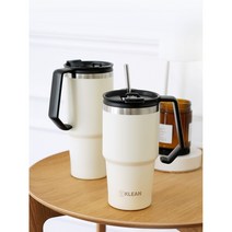 위클린 그립감좋은 손잡이 일체형 기능성 빨대 내장 핸들텀블러 보온보냉 휴대용 대용량, 750ml, 아이보리