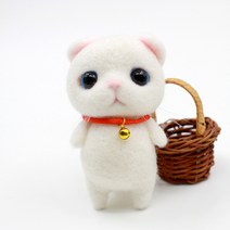 블루선 DIY 양모펠트 니들만들기 고양이시리즈, 하얀고양이