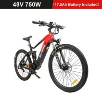 전기 자전거 접이식 오프로드 산악 모터 듀얼 경량 미니전기 산악 자전거 27.5 29, 48v 750w 블랙 레드, 27.5인치