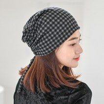 두건 비니 여성 겨울 모자 머리두건 끈 조절 주방 조리모 항암 사각체크두건 (4컬러) - 주문시 판매자!! 색상이름!! 확인 필수