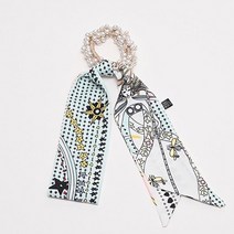 넥스카프 리본머리끈 포니테일 헤어슈슈 빅사이즈 리본 여성머리끈 은꽃밴드