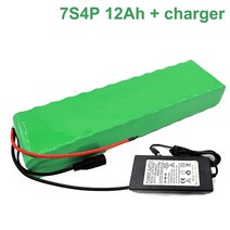 배터리 충전기 로 24V 12Ah 25.9V 18650 Li-ion 7S4P 38x68x260mm 적용 E-Bike 전기 자전거 Ebike 맞춤형제작가능, 1개