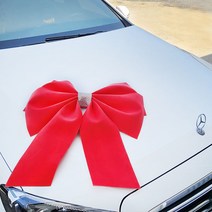 스마일컴퍼니 큐빅 왕리본 빅리본 웨딩카 가전 가구 자동차 선물 장식 인테리어, 큐빅 무드 리본 중형 레드