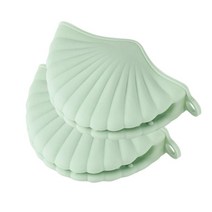 GHSHOP 2x 실리콘 오븐 장갑 고온 디자인 폴카 도트 질감 청소하기 쉬운 실리콘 냄비 홀더 바베큐 그릴 용 주방 핀치, 11cmx8cm, 녹색