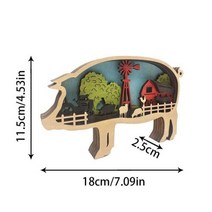 독수리 동상 장식 황금 행운 데코 트리케라톱스 공룡 나무 조각 공예 3D 크리에이티브, 없음, Pig+With light