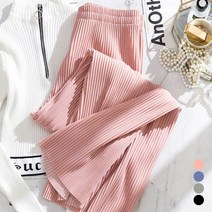 [오노마] ONM 여성 여름바지 키커보이는 골지 쉬폰 와이드 레그팬츠