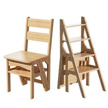 해외 가정용 다기능 변신 사다리 겸용 접이식 원목 의자, A06