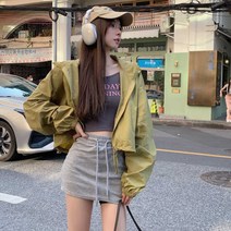 더블 스냅 캔디 컬러 래쉬가드 여름 자외선 차단 후드 쇼트 카디건 얇은 코트