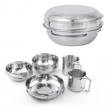 톡톡마켓 휴대용 코펠 5P 세트 2인 냄비 머그컵 캠핑음식 식기