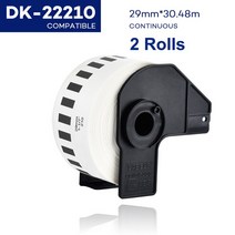 Brother 라벨 프린터 용 DK-22205 연속 DK-11204 다이 컷 표준 주소 2 롤 감열지, 10 2Rolls DK-22210