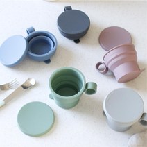 유아 물컵 무유해 캠핑 실리콘 자바라컵 2개 멀티컵 어린이쥬스컵 유아우유컵 아기컵, 다크블루