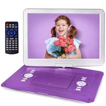 17인치 휴대용 DVD 플레이어 15.6인치 대형 스크린 6시간 5000mAh 충전식 배터리 지역 없음 아동용 TV 동기화 및 CD/DVD/SD 카드/USB 지원 자동차, 17.9 inch_Purple