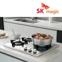 NEW SK매직 3구 빌트인 쿡탑 약불 조절 가스레인지 GRAB32FDD 560x430-440, 배송만, LPG