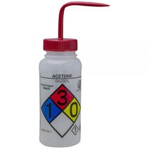 SP Bel-Art GHS 라벨 안전 통기성 에틸 아세테이트 세척병 500ml (16온스) 폴리에틸렌 (4팩) (F12416-0007), Acetone