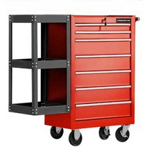 정비소 공구선반 다이 작업대 트롤리 공구함 카트, 하이엔드7-서랍레드사이드걸이