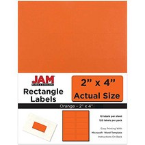 JAM PAPER Shipping Address Labels - Standard Mailing - 2 x 4 - Orange - 120/Pack, 1