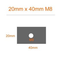 알루미늄 아연 사각 파이프 너트 M8 구멍이 있는 직사각형 플러그 튜브 커버 테이블 및 의자 선반 매트 내부 캡 가구 다리, 20x40xM8+4 Pcs