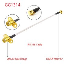 유니파잉1PC MMCX to SMA/RPSMA 암 플랜지 패널 마운트 RG316 Pigtail FPV 안테나 연장 코드 TBS Unify Pan, 03 MMCX M90 to SMA  F_05 25CM