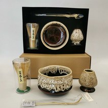 차선 말차 도구 4종 세트 황죽 일본식 핸드메이드 백본입 다선 말차잔, 화이트 말차잔 + 화이트 다선립 세트