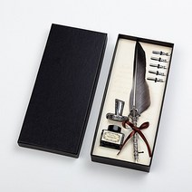 해리포터깃털펜 깃털펜 캘리그라피 딥펜 딥펜 펜 만년필 깃펜 깃펜세트 앤틱, 1-깃펜-그레이
