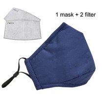마스크 코튼 블랙 입 얼굴 먼지 방지 PM2.5 활성탄 필터 패브릭 세탁 가능 재사용 가능 3 개, 없음, 6.blue