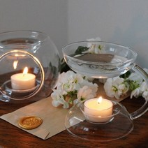 [갓샵]아로마 오일 버너 워머 램프 2단형 [유리 아로마발향기 캔들 받침 티라이트 홀더 오일램프]