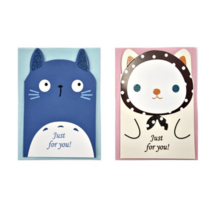 동물 메세지 생일 초대 카드 2종 x 16p 세트, 블루 / 핑크, 4세트