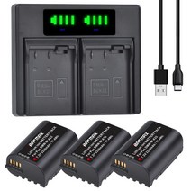 파나소닉 카메라 배터리 2280mah dmw-blk22 dmwblk22 blk22 + lumix dc-s5 dc-s5k 용 led 듀얼 usb 충전기, 3 배터리 1 충전기