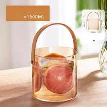 대나무 나무 손잡이 유리 과일 바구니 얼음 양동이 간식 식품 저장 용기 주방 정리 용기 거실 투명, S-amber