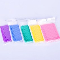 마이크로 브러쉬 100개입 속눈썹 연장 면봉, Large (옐로우)