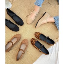 ah72210 메리제인 플랫슈즈 스웨이드 여성 단화 여자 호피 구두 둥근코 신발 1cm