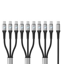 아이엠듀 멀티 3in1 C to C타입 고속충전 케이블 LED 플렉시블, 3개, 블랙, 70cm