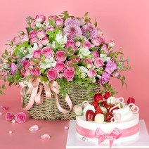 99플라워 (당일수령) 핑크장미 케익포함 [ST-A1862] - 전국꽃배달서비스 로즈데이 선물 생화 케이크 당일배송