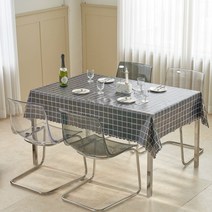별빛감성 린넨 코팅 및 방수 테이블보 식탁보, PVC격자블랙, 4인(138x180cm)