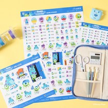 [소소한빛] (14종) 완벽방수 디즈니 정품 캐릭터 프리미엄 네임스티커 이름스티커 이름 방수 어린이집 방수이름스티커, 12.몬스터대학교, 투명 A3