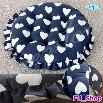ForU469 세미하트원형방석 지름 블루 애견쿠션 반려견방석 석 단체방석 레자방석