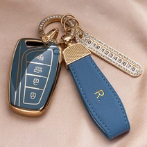 현대 스마트키 키케이스 그랜저HG 그랜저IG 신형에쿠스 제네시스DH 싼타페DM 윈밀리언 맥스크루즈 4버튼용 적용 키케이스 키홀더, 네이비블루 A타입