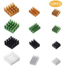 개발 보드 시스템 호환 Aokin 12pcs 라즈베리 파이 4B 방열판 세트 알루미늄 라디에이터 냉각 키트 쿨러 히트 싱크, 12pcs lot