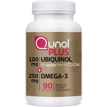Qunol 퀴놀 플러스 100mg 유비퀴놀 250mg 오메가3 90소프트젤 코엔자임큐텐 코큐텐